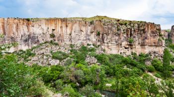 Travel to Turkey - walls of gorge of Ihlara Valley in Aksaray Province in Cappadocia in spring