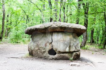 tour to Shapsugskaya anomalous zone - ancient Shapsugsky Dolmen in Abinsk Foothills of Caucasus Mountains in Kuban region of Russia