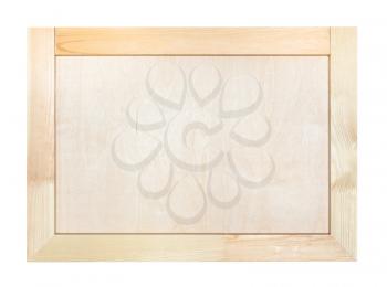 wooden frame with natural birch wood canvas isolated on white background