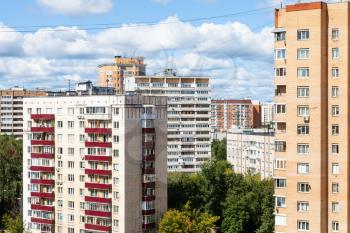 residential district in Moscow city in sunny summer day