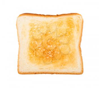 top view of slice of toasted bread isolated on white background
