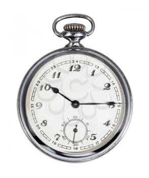 vintage Pocket watch with white dial isolated on white background