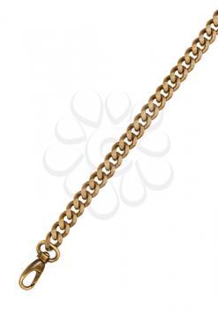 brass chain with carabiner isolated on white background