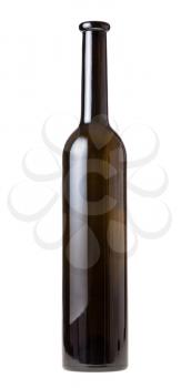 empty dark brown wine bottle isolated on white background