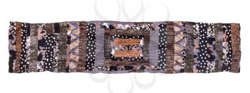 handmade brown patchwork scarf isolated on white background