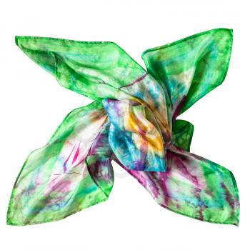 wrapped colorful colored batik silk scarf isolated on white background