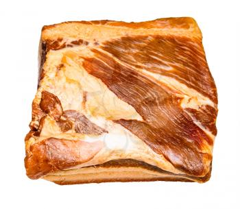 smoked Salo (pork fatback) with meat layers isolated on white background