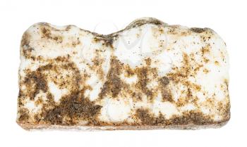 Salo (salted pork fatback) with black pepper isolated on white background