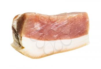 barrel salted Salo (pork fatback) with pork meat isolated on white background