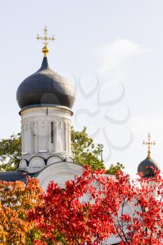 dome of Church of the Conception of Saint Anne in Kitay-Gorod district of Moscow city on sunny autumn day