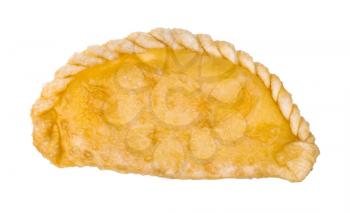 deep-fried Khuushuur (fried mongolian dumpling with melted cheese filling) isolated on white background