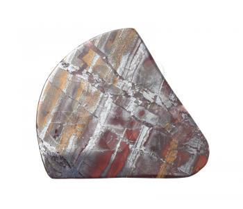 cabochon from polished Jaspillite (Jaspilite) gemstone isolated on white background