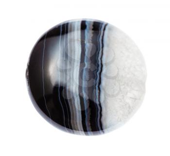 bead from polished striped agate gemstone isolated on white background