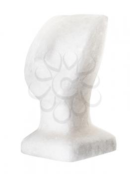 replica of ancient Cycladic statuette - head carved from white marble isolated on white background