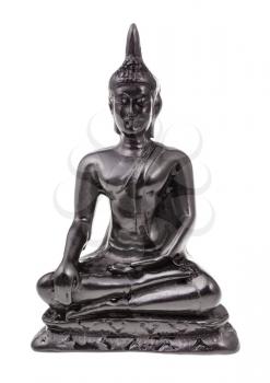 typical gypsum statuette of Earth Touching Buddha isolated on white background