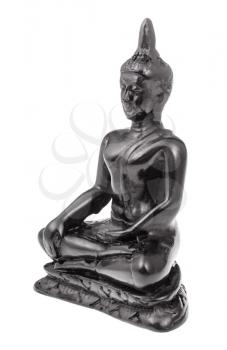 typical alabaster figurine of Earth Touching Buddha isolated on white background