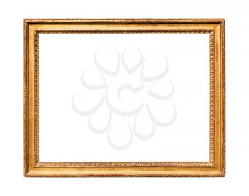 horizontal vitage wooden painting frame with cutout canvas isolated on white background