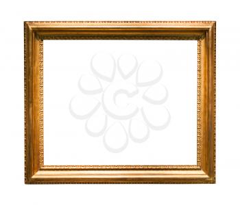 horizontal wide retro wooden picture frame with cutout canvas isolated on white background