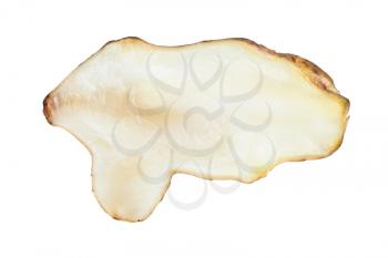 cross-section of raw tuber of jerusalem artichoke (sunroot) isolated on white background