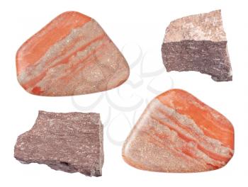 set of Siltstone (Aleurite) stones isolated on white background