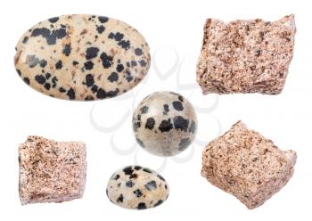 set of various Aplite stones isolated on white background