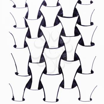 abstract hand drawn pattern on white paper by felt pen - black and white ornament of pipe interweaving