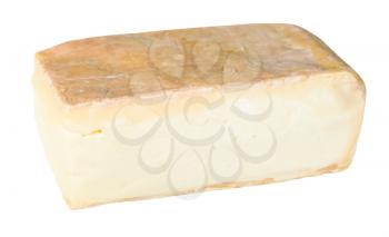 piece of local italian Taleggio cheese from cow's full milk isolated on white background