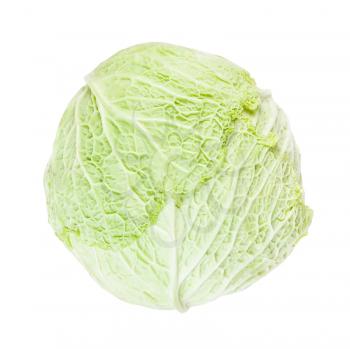 ripe savoy cabbage isolated on white background