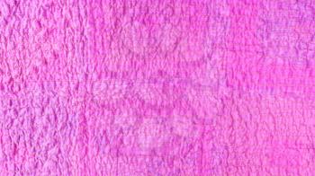 textile panoramic background - pink textured surface of scarf stitched from crushed cotton fabric
