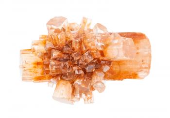 closeup of sample of natural mineral from geological collection - unpolished crystalline Aragonite rock isolated on white background