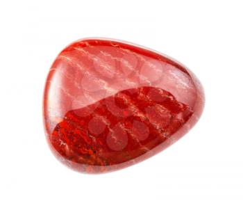closeup of sample of natural mineral from geological collection - red jasper gem stone isolated on white background