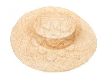 wide brimmed straw hat isolated on white background