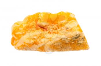 closeup of sample of natural mineral from geological collection - native Amber gemstone isolated on white background