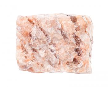 closeup of sample of natural mineral from geological collection - raw Granite pegmatite rock isolated on white background