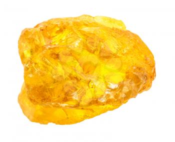 closeup of sample of natural mineral from geological collection - single Sulphur (Sulfur) nugget isolated on white background