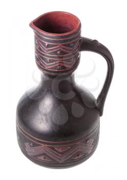 typical georgian ceramic ewer made in the middle of 20th century isolated on white background