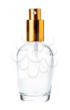 empty perfume spray glass bottle isolated on white background