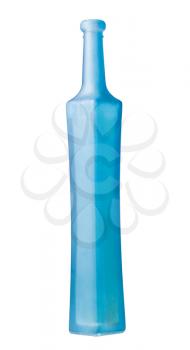 empty matte blue glass bottle isolated on white background