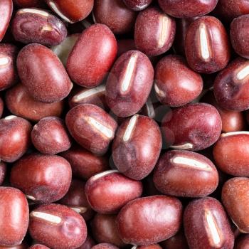 square food background - raw adzuki beans close up