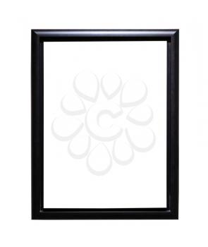 simple narrow black picture frame with cut out canvas isolated on white background