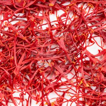square food background - crocus saffron threads close up