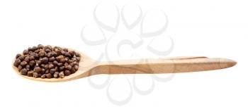 grains of paradise pepper in wooden spoon isolated on white backgrouns