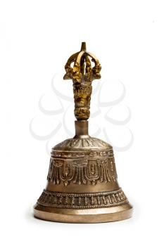 Tibetan buddhist ceremonial religious bell isolated on white