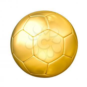 Soccer football cup prize concept - gold golden soccer ball isolated on white background