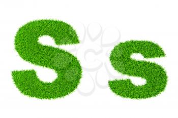 Grass letter S - ecology eco friendly concept character type