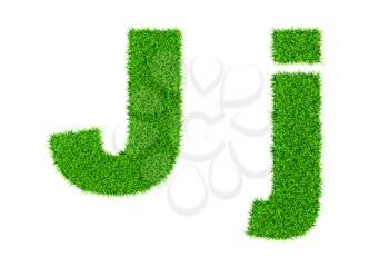 Grass letter J - ecology eco friendly concept character type