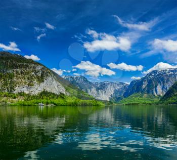 HallstÃ¤tter See mountain lake in Austria. Salzkammergut region, Austria