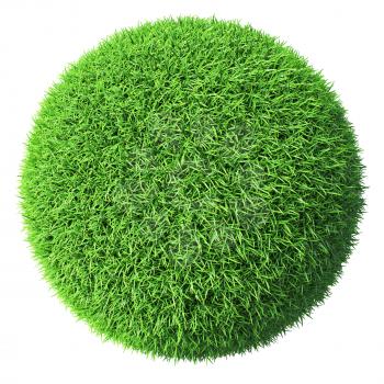 Ecology eco conservation nature creative concept - green grass sphere isolated on white background
