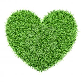 Ecology eco conservation nature love creative concept - green heart made of grass isolated on white background