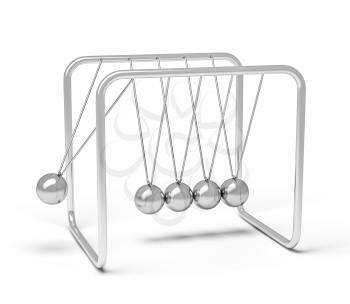 Action sequrence concept background - Newton's cradle executive toy isolated on white background